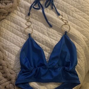 Blue Halter Crop Top